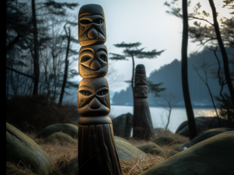 Tikis-totems anthropomorphes, balisage des chemins